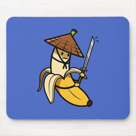 Funny Samurai Banana Ronin Cartoon Illustration Muismat (Voorkant)