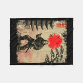 Funny Samurai Bigfoot Japanese Art Graphic Tee Ani Fleece Deken (Voorkant (Horizontaal))