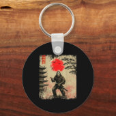 Funny Samurai Bigfoot Japanese Art Graphic Tee Ani Sleutelhanger (Voorkant)