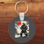 Funny Samurai Bigfoot Japanese Art Graphic Tee Ani Sleutelhanger (Voorkant)