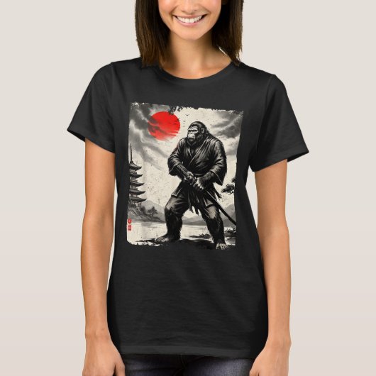 Funny Samurai Bigfoot Japanese Art Graphic Tee Ani T-shirt (Voorkant)