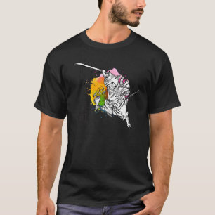 Funny Samurai Cat Making Sushi (Japanse tekenen) T-shirt