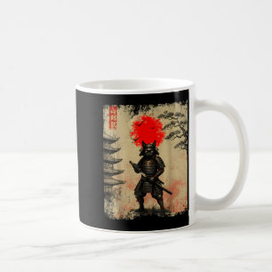 Funny Samurai Kat Japanse Kunst Grafische T-shirt Koffiemok