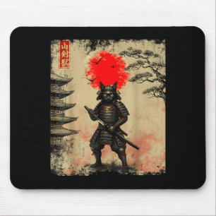 Funny Samurai Kat Japanse Kunst Grafische T-shirt  Muismat