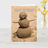 Funny Sand Person - Happy Birthday voor iedereen Kaart (Gele Bloem)