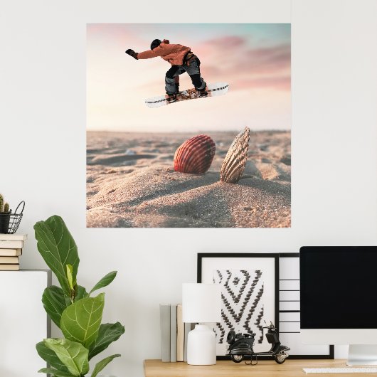 Funny Sand Zee Shell Snowboard Collage Poster (Thuiskantoor)