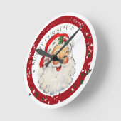 Funny Santa 2 ~ Wall Clock Ronde Klok (Hoek)