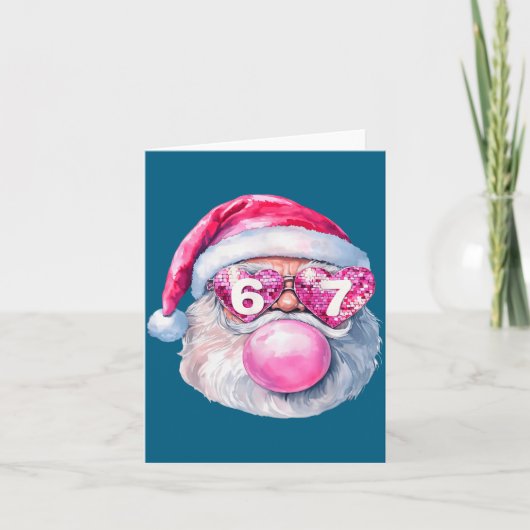 Funny Santa 67 Bubblegum Nk Christmas Six Seven Me Kaart (Voorkant)