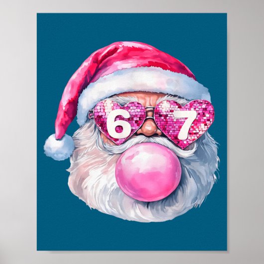 Funny Santa 67 Bubblegum Nk Christmas Six Seven Me Poster (Voorkant)