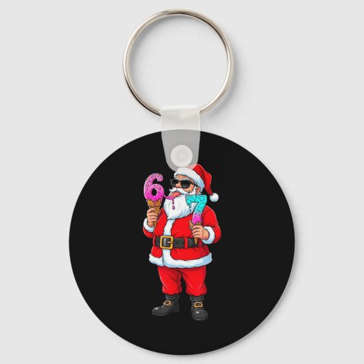 Funny Santa 67 Ice Cream Christmas Drip Xmas Teens Sleutelhanger (Voorkant)