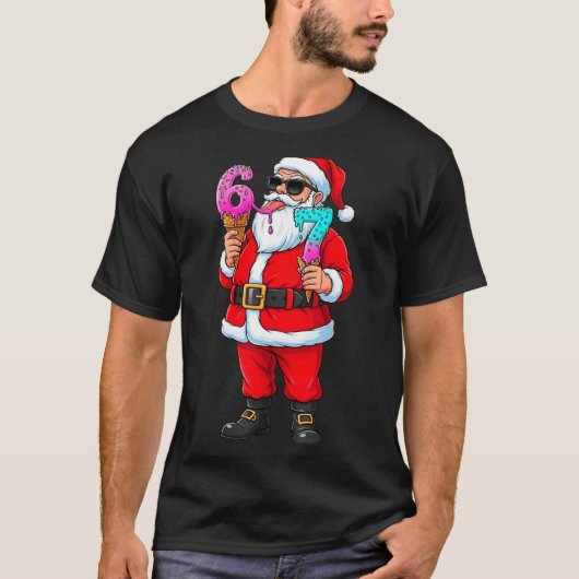 Funny Santa 67 Ice Cream Christmas Drip Xmas Teens T-shirt (Voorkant)