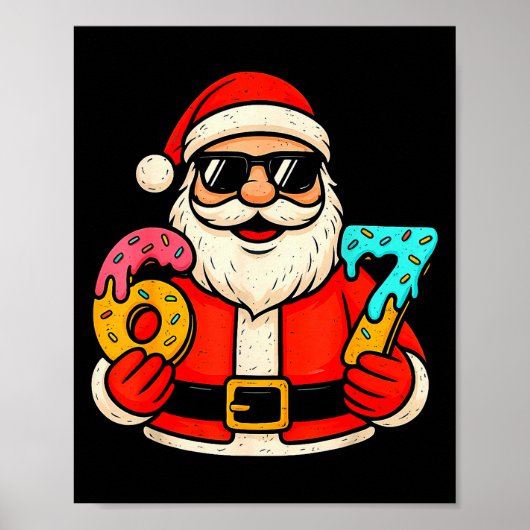 Funny Santa 67 Ice Cream Drip Christmas Xmas Teens Poster (Voorkant)