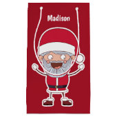 Funny Santa-aangepaste naam en cadeautassen voor k Klein Cadeauzakje (Voorkant)