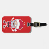 Funny Santa aangepaste tekst bagagelabel (Voorkant horizontaal)