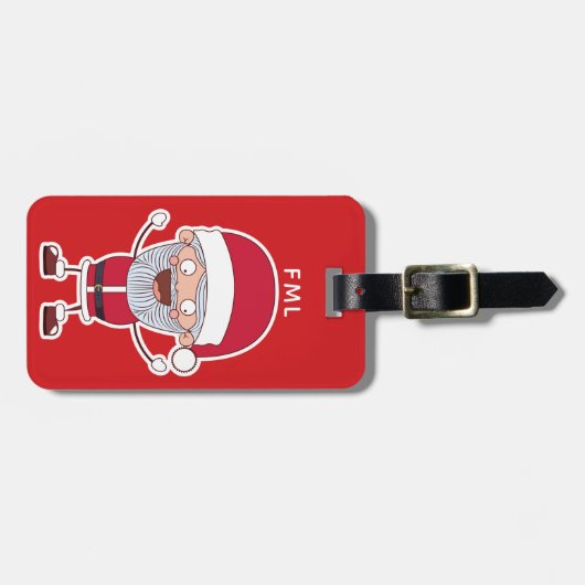 Funny Santa aangepaste tekst bagagelabel (Voorkant horizontaal)