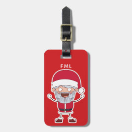 Funny Santa aangepaste tekst bagagelabel