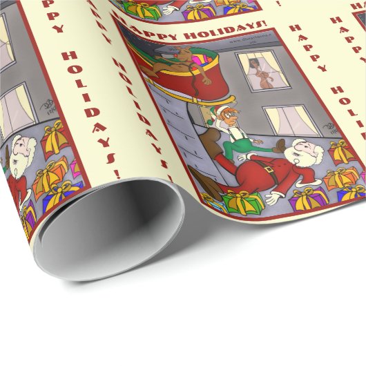 Funny Santa Accident Bleek Yellow Wrapping Paper Cadeaupapier (Rol Hoek)