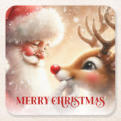 Funny Santa and Red Nose Rudolph Holiday Coasters Kartonnen Onderzetters (Voorkant)