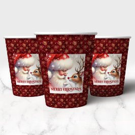 Funny Santa and Red Nose Rudolph Holiday Party Cup Papieren Bekers