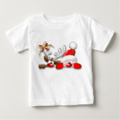Funny Santa and Reindeer Cartoon Baby T-Shirt (Voorkant)