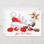 Funny Santa and Reindeer Cartoon Bedankkaart (Voorkant)