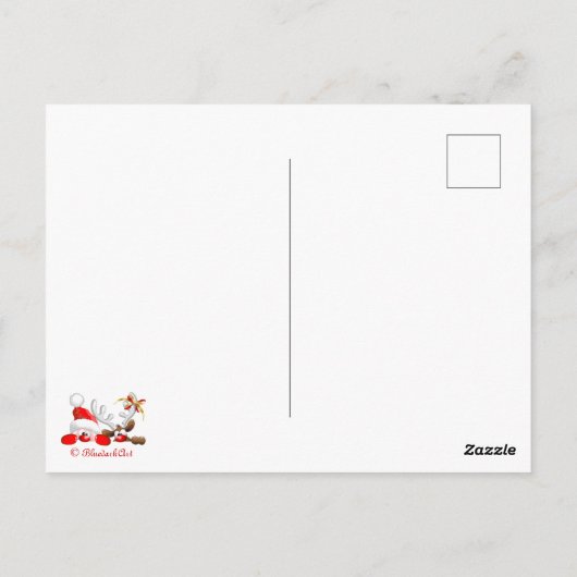 Funny Santa and Reindeer Cartoon Briefkaart (Achterkant)