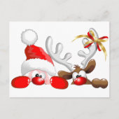 Funny Santa and Reindeer Cartoon Briefkaart (Voorkant)