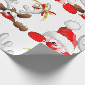 Funny Santa and Reindeer Cartoon Cadeaupapier (Hoek)