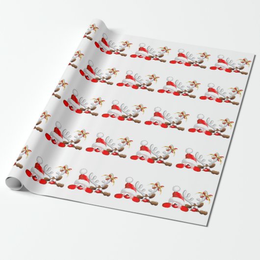 Funny Santa and Reindeer Cartoon      Cadeaupapier (Uitgerold)