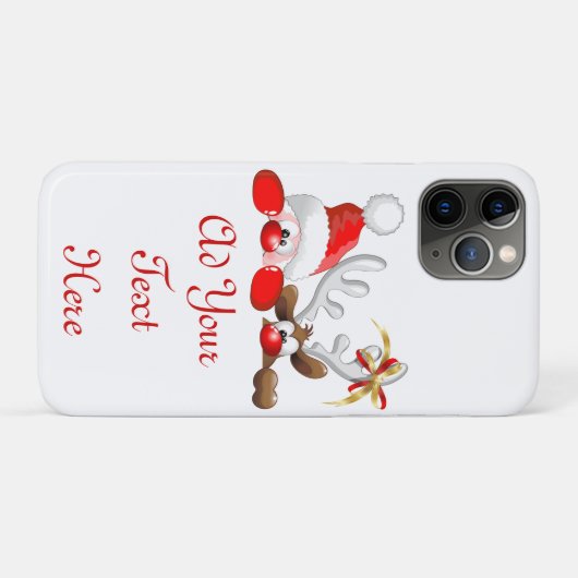 Funny Santa and Reindeer Cartoon Case-Mate iPhone Case (Achterkant (horizontaal))