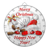 Funny Santa and Reindeer Cartoon Dartboard Dartbord (Voorkant)