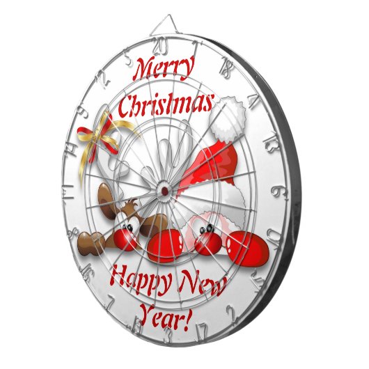 Funny Santa and Reindeer Cartoon Dartboard Dartbord (Voorkant Rechts)