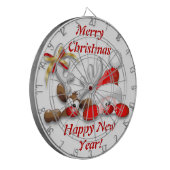 Funny Santa and Reindeer Cartoon Dartboard Dartbord (Voorkant Links)