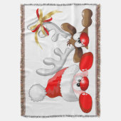 Funny Santa and Reindeer Cartoon Deken (Voorkant Verticaal)