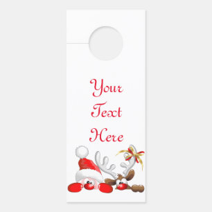 Funny Santa and Reindeer Cartoon Deurhanger