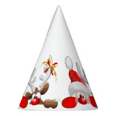 Funny Santa and Reindeer Cartoon Feesthoedjes (Links)