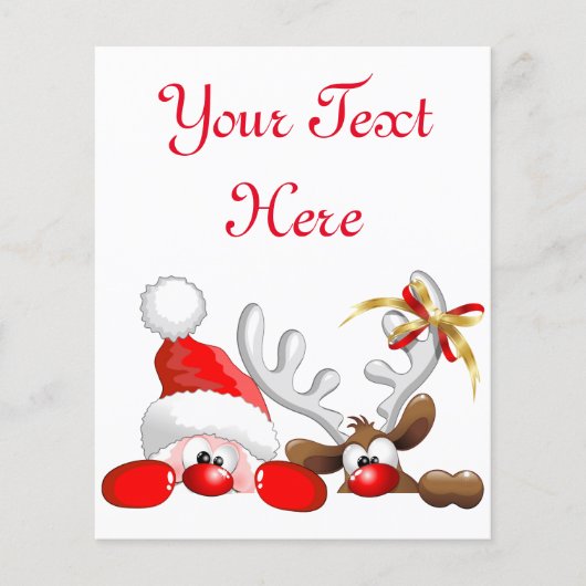Funny Santa and Reindeer Cartoon Flyer (Voorkant)