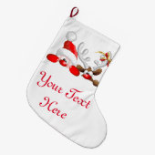 Funny Santa and Reindeer Cartoon Grote Kerstsok (Voorkant (Hangend))