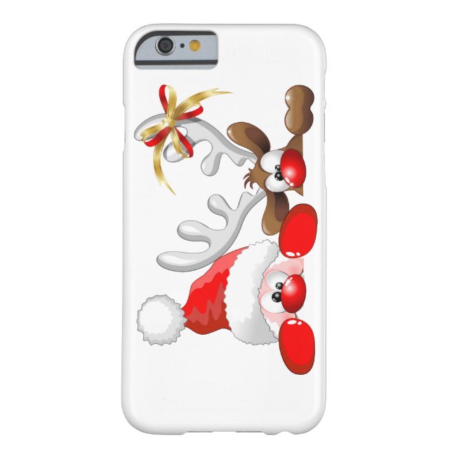 Funny Santa and Reindeer Cartoon iPhone 6 hoesje (Achterkant)