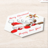 Funny Santa and Reindeer Cartoon Kartonnen Onderzetters (Schuin)
