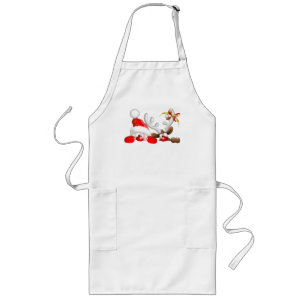 Funny Santa and Reindeer Cartoon Lang Schort