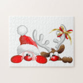 Funny Santa and Reindeer Cartoon Legpuzzel (Horizontaal)