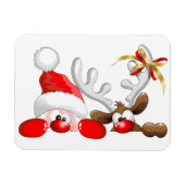 Funny Santa and Reindeer Cartoon Magneet (Horizontaal)