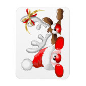 Funny Santa and Reindeer Cartoon Magneet (Verticaal)