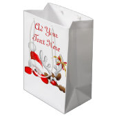 Funny Santa and Reindeer Cartoon Medium Cadeauzakje (Achterkant Gekanteld)