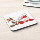 Funny Santa and Reindeer Cartoon Onderzetter (Linkerzijde)