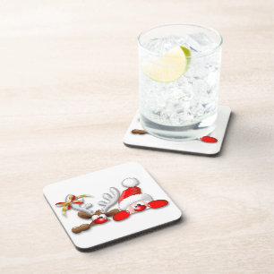 Funny Santa and Reindeer Cartoon Onderzetter