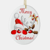Funny Santa and Reindeer Cartoon Ornament (Rechts)