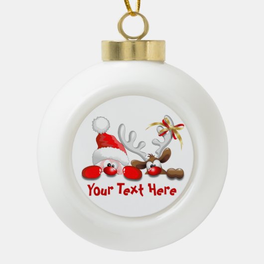Funny Santa and Reindeer Cartoon Ornament (Voorkant)