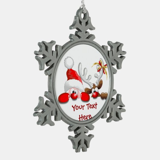 Funny Santa and Reindeer Cartoon Ornament (Links)